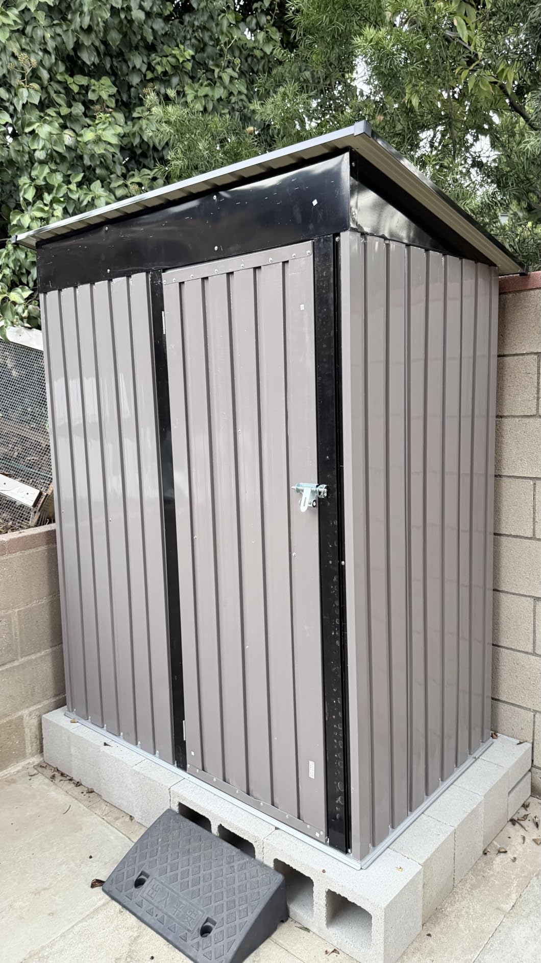 LAUSAINT HOME 8 x 10 FT Outdoor Storage Shed, Heavy Duty Galvanized Steel Storage Shed with Double Lockable Doors, Gable Roof & Air Vent for Backyard & Patio, Brown customer photo 1