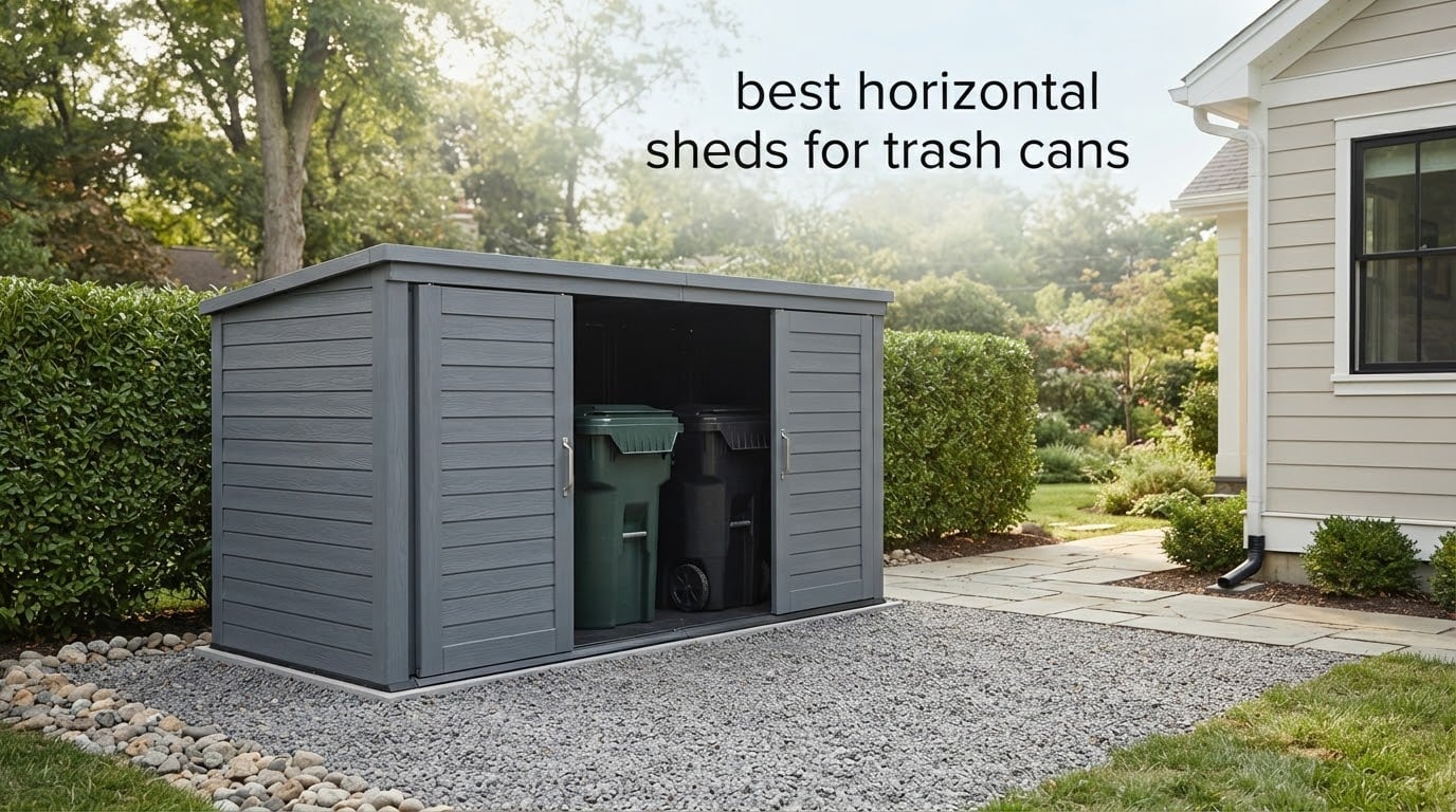 best horizontal sheds for trash cans